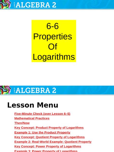 Properties of Logarithms Lesson 的图像结果