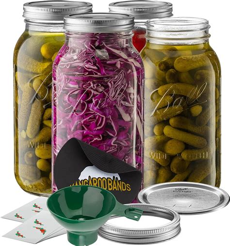 KanBandz 64 oz Wide Mouth Mason Jars Canning Kit with Accessories for ...