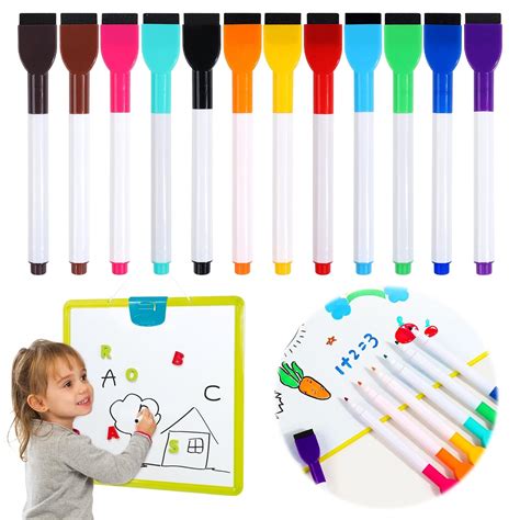 IGEED Magnetic Whiteboard Markers,Fine Tip Dry Erase Markers with Eraser,White Board Marker with ...
