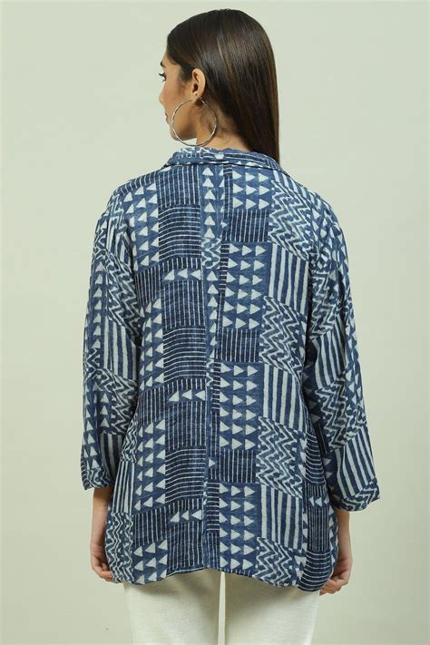Indigo Viscose Straight Printed Jacket | Salesforce Commerce Cloud | 6.3.0