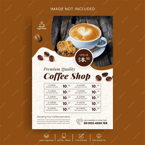 Premium Vector | Coffee shop menu and drink price list template