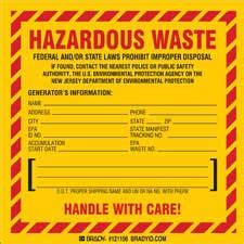 New Jersey Hazardous Waste Federal or State DOT Labels - Brady Part ...