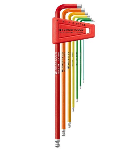 PBSwiss - Ball point hex key L-wrench set PB 212.LH-6 RB 1.5mm to 6mm