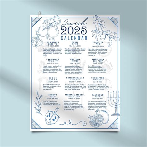 Jewish Holidays 2025 Calendar Printable | Printable Calendars
