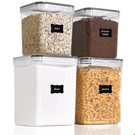 Vtopmart Airtight Storage Canisters, Vtopmart 4 Pcs Large Food Storage ...