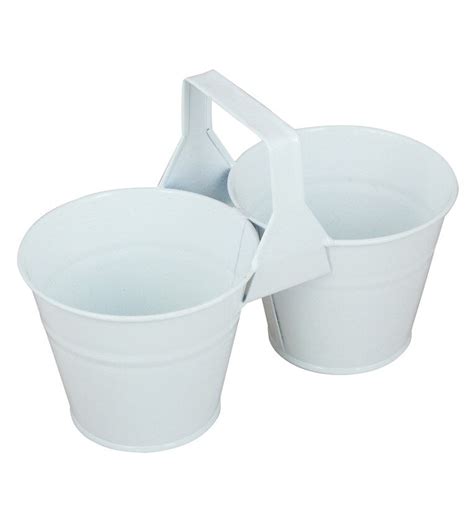 White Metal Table top Bucket, Planter – DecorTwist