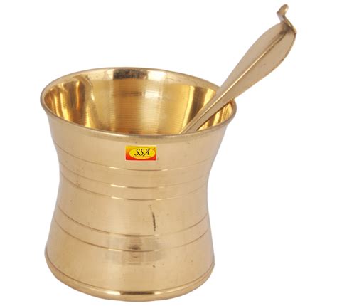 Pure Brass Puja Patra | Punch Patra | Jal Patra with Achmani Spoon Set ...
