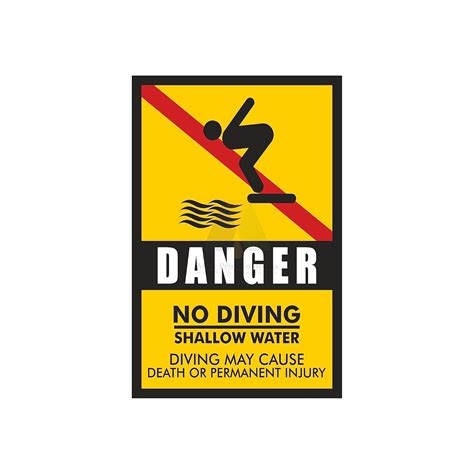 Anne Print Solutions® Danger No Diving Shallow Water Stickers Labels ...