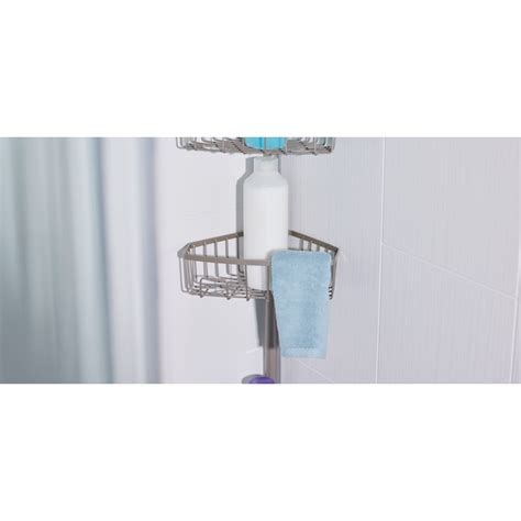 Style Selections Satin nickel Steel 4 -Shelf Tension pole Freestanding ...