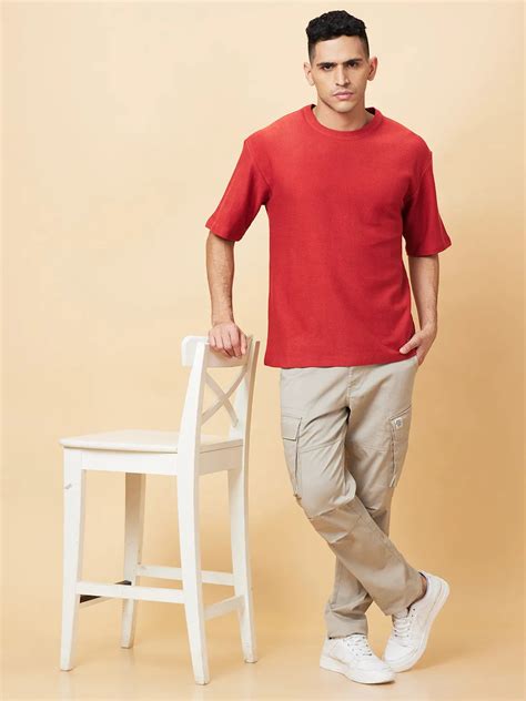 Being Human Mens-Top Crew Neck Rust