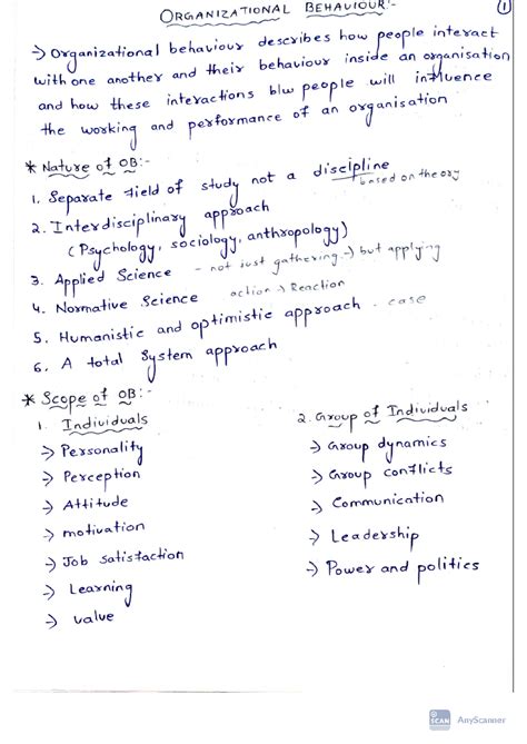 OB UNIT-1 Material - Last minute preparation - organizational behaviour ...