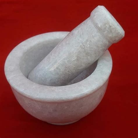 Buy HARI-OM Natural White Marble Mortar and Pestle Set, Imam Dasta ...
