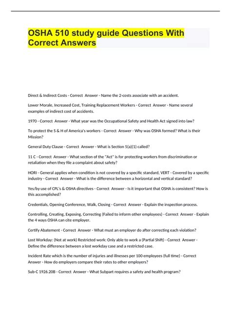 OSHA 510 Practice Test Questions With Correct Answers - OSHA 510 ...