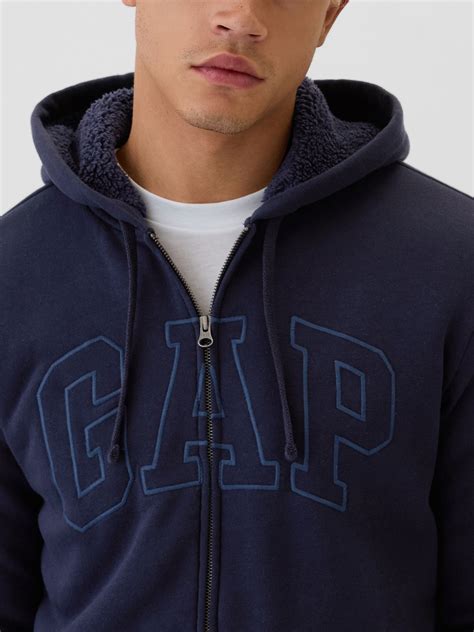 Buy Gap Navy blue Logo Sherpa-Lined Zip Up Hoodie d from the Next UK ...