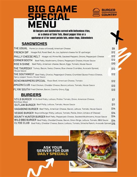 Carta de Benchwarmer's Bar & Grill, Corvallis