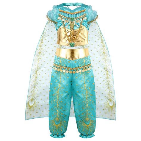 Buy vamei Princess Jasmine Dress Up Costume for Girls Arabian Sequined ...