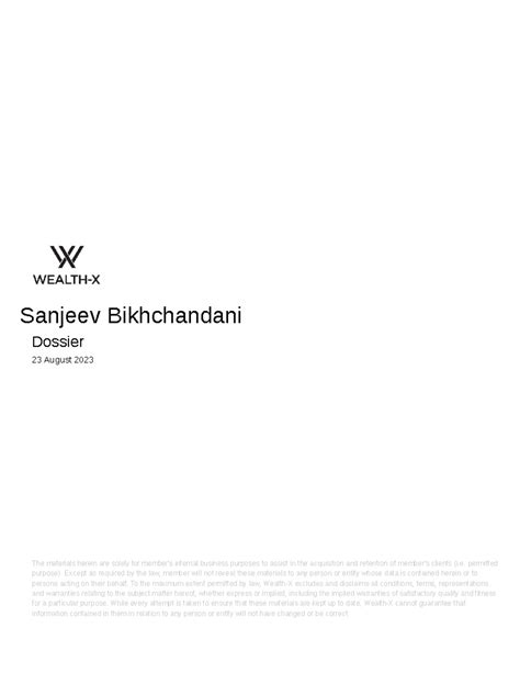 Sanjeev bikhchandani 1 - Sanjeev Bikhchandani Dossier 23 August 2023 ...