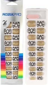 ROZIA Artificial Fake Nail Art Tip & Glue Flower Stripes Pattern ...