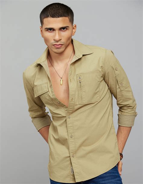 Light Khaki Full Sleeves Cargo Shirt – ROOKIES