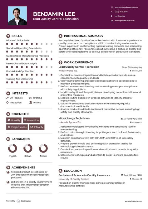 10+ Quality Control Technician Resume Samples & Templates for 2025