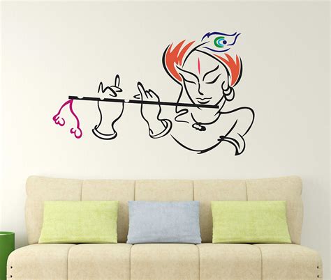 Wallstick Lord Krishna wallstickers (Vinyl 80 cm x 50 cm) : Amazon.in ...