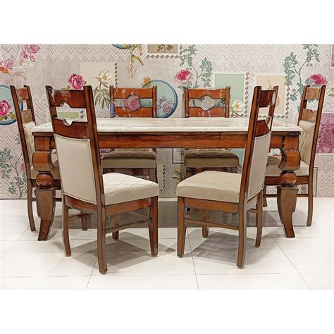 MOBEL WO-STAR3 6 STR WOOEN BROWN DINING TABLE SET
