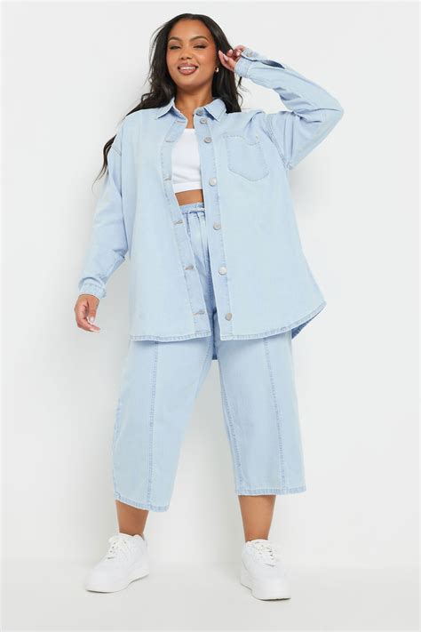 YOURS Plus Size Light Blue Wash Denim Shirt | Yours Clothing