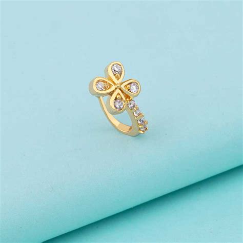 Floral Motif Brass Nose Pin – VOYLLA