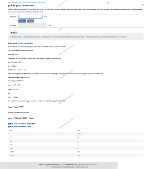 447981 ppb to ppm | Convertidor PPB a PPM | Calculadora Online Gratis ...