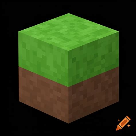 A pixelated Minecraft grass block against a black background. on Craiyon