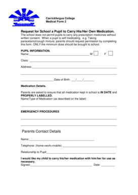 School Medication Permission Form - Blank Fillable Template | Fill Out ...