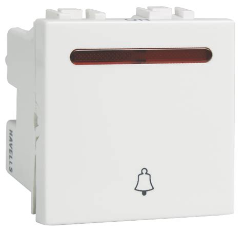 AHLMXIW061 6 AX Mega Bell Push IND Switch White Coral Modular Range