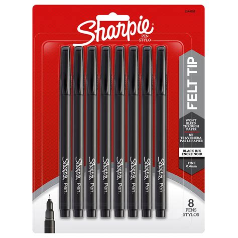 Sharpie Felt Tip Pens, Fine Point (0.4mm), Black, 8 Count - Walmart.com