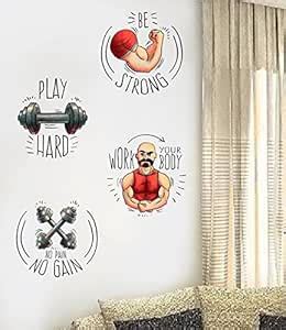 Rawpockets Decals ' Gym Quotes Combo ' Self Adhesive Wall Sticker (Pack ...