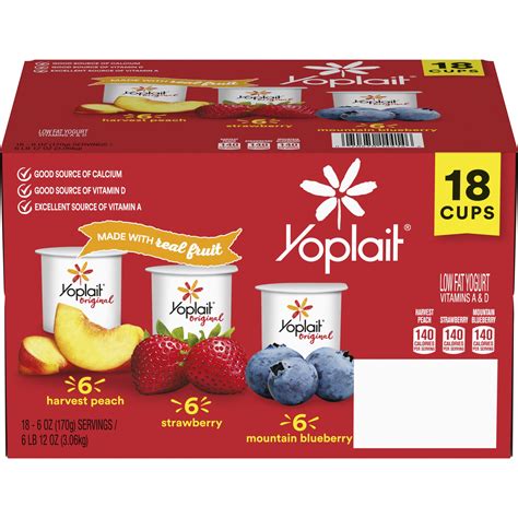 Yoplait® Original Yogurt Single Serve Cup Variety Pack Peach ...