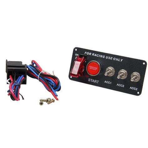 Leoie 12V LED Toggle Ignition Switch Panel Engine Start Push Button Set ...