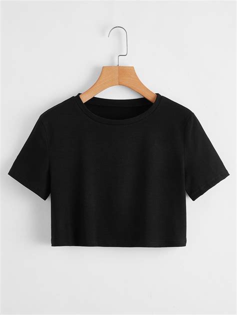 Solid Short Sleeve Crop Tee | Roupas, Tops curtos, Pia