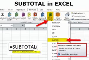 Image result for Subtotal Function in Excel Not Working