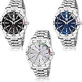 SWADESI STUFF Stainless Steel Pack of 3 Multicolor Dial Analogue Watch ...