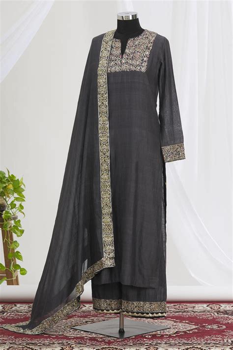 Black Embroidered Kurta Set – Neha Khullar