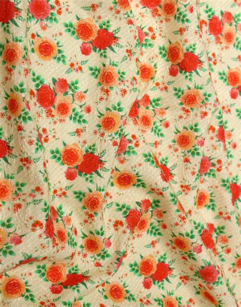 Light Yellow Floral Print on Cotton Embroidery Dress Material Fabric ...