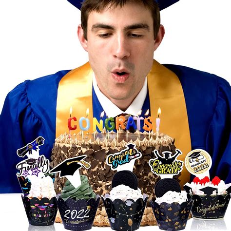 Buy Graduation 2022 Cupcake Toppers and Wrappers, Congrats Grad Party ...