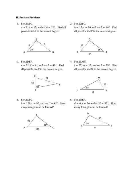 Law Of Sines Ambiguous Case Worksheet - Free Worksheets Printable