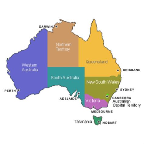 Australian States And Territories Map - Printable Map - map of australia with states and territories