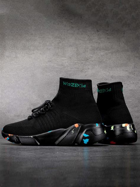 Men Letter Graphic Lace-up Front Sock Sneakers | SHEIN USA