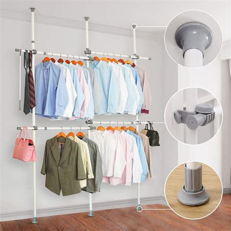 Double Clothing Rack, Adjustable Clothing Racks for Hanging Clothes ...