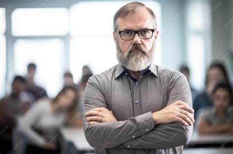 Premium AI Image | Shot of a male professor standing with his arms ...