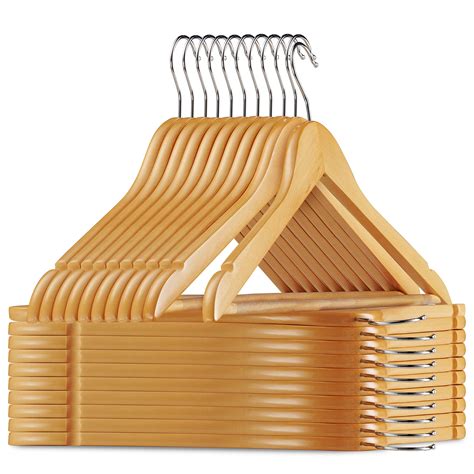 Buy Solid Wood Suit Hangers - 20 Pack - with Non Slip Bar and Precisely ...