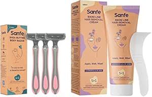 Buy Sanfe Shea Butter Body Razor, 50 g, Pack of 3 & Bikini Line Hair ...