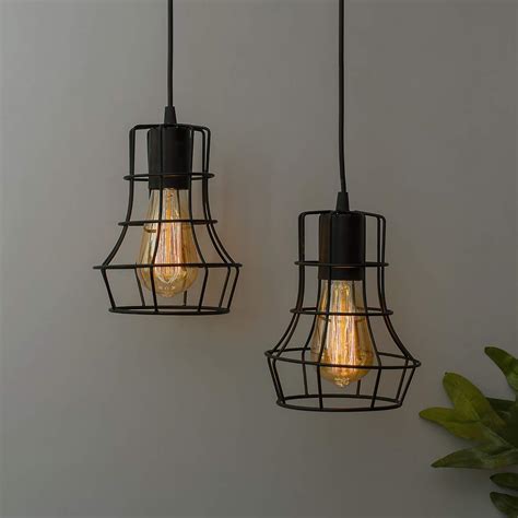 Buy Homesake® E27 Ediosn Vintage, Black Metal Crown Hanging Light, Set ...